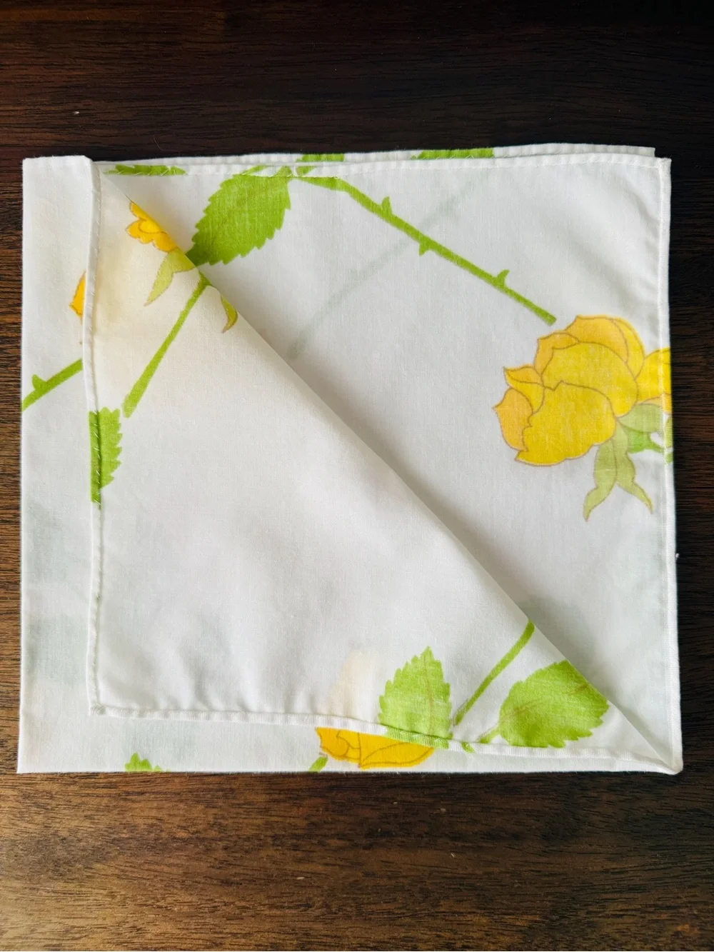 RARE Vintage Christian Dior Wamsutta Yellow Dior Rose Cloth Napkins Set of 4 MCM